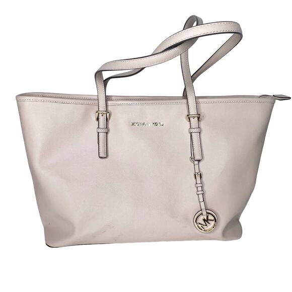 MICHAEL KORS Jet Set Travel Tote Handbag Saffiano Leather Powder Blush Pink OS - Picture 2 of 16